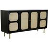 DKD Home Decor Credenza DKD Home Decor Nero Dorato Naturale Rattan Legno di mango 150 x 40 x 78 cm