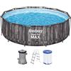 Bestway Steel Pro MAX - Set per piscina con pompa filtro, Ø 366 x 100 cm, effetto legno (quercia), rotondo