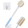 VANZAVANZU Spazzola per doccia con manico lungo antiscivolo, con setole morbide e rigide, spazzola esfoliante per bagno bagnato o asciutto (blu)