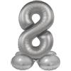 Folat 10538 Palloncini in alluminio Argento in piedi Numero 8 - Moonlight Silver - Satin Gloss - 72 cmper Feste di Compleanno Anniversario - Non è richiesto l'elio
