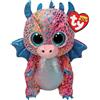 TY Beanie Boos Flint il Draghetto Rosa con Occhioni Azzurri glitter, il peluche con gli occhi grandi scintillanti, 15 cm, T37346