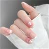 NICENEEDED White French Tip Press Sulle Unghie, Unghie Finte con Fiori di Ciliegio Rosa, Unghie Finte Quadrate Corte con Colla per Unghie Acrilico Artificiale Francese A Copertura Totale Stick Sulle U