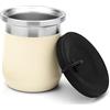 BALIBETOV Yerba Mate Zucca - Tazza Yerba Mate in acciaio inox con isolamento a doppia parete, base antiscivolo, coperchio in silicone a prova di fuoriuscite - Mate Argentino - Mate Tazze (Beige)