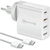 LEYF Caricatore USB C da 48 W e cavo USB-c (3 m), caricatore rapido 4 porte
