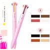 BeauFairy Penna per Trucco 4 in 1, 2 PCS, Multi-funzione Makeup Matita di Bellezza, Eyeliner, Matita per Sopracciglia, Matita per Labbra Penna Evidenziatore, Crea un Trucco di Lunga Durata (Rosa)