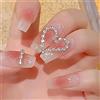NICENEEDED Heart Diamond Press Sulle Unghie Lunghe, Unghie Finte Della Ballerina Rosa Lucida Girly, 24 pezzi di Strass A Copertura Totale per Unghie Finte con Adesivi per Colla per Unghie per