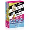 Ghenos Games Taco Gatto Capra Cacio Pizza Waterproof - Gioco di carte per Adulti e Bambini dagli 8 Anni - 2-8 Giocatori - Durata 10min - Edizione Italiana