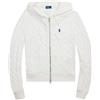 Polo Ralph Lauren Felpa bianca a trecce con zip e cappuccio