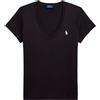 Polo Ralph Lauren T-Shirt a V in jersey di cotone nero con pony