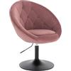 WOLTU Poltroncina da Bar Sgabello Girevole Sedia con Schienale Braccioli in Velluto Altezza Regolabile Rosa