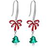 Qings Campana di Natale e Orecchini con Fiocco Rosso per Donne - Qings Argento 925 Orecchini Pendenti Campane Verdi Regali di Compleanno di Natale per la Mamma e la Fidanza