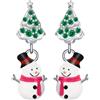 Qings Orecchini con Albero di Natale e Pupazzo di Neve - Qings Argento 925 Albero di Natale Verde Zirconia Orecchini Asimmetrici a Goccia per Figlia Madre