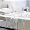 Jemiipee Completo Lenzuola Raso Matrimoniale Tinta Unita 180x200x36 cm - Lenzuola Sotto con Angoli Matrimoniali, Lenzuolo Sopra, 2 Federe - Biancheria da Letto Satin 4 Pezzi - Avorio
