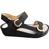 GRÜNLAND il benessere è naturale GRUNLAND SANDALI donna eleganti Comfort regolabile a tre strappi con finitura in oro per estate e cerimonie plantarer re-soft (nero, Sistema Taglie Calzature EU, Adulto, Donna, Numero, Media, 39)