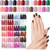 MWOOT 576 Pezzi Short Square Unghie Finte Set with Case, 24 Colors Fake Nail Kit Decorazioni Unghie, 12 Sizes Tip Unghie, Glossy False Nail Full Cover Reusable Stick on Nails for Women