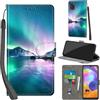 PHINIENLAND Cover per Samsung Galaxy A31 custodia portafoglio Aurora | 3 scomparti carte, 1 tasca banconote, Chiusura magnetica, Supporto, Pelle PU flip cover per Samsung A31