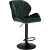 WOLTU 1X Sgabello da Bar con Schienale Sedia Imbottita Regolabile in Altezza Lift Gas Tessuto Velluto Verde Scuro BH139dgn-1