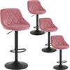 WOLTU 4x Sgabelli da Bar Moderni Girevoli Sedia Cucina Alta con Schienale Quadrato Senza Braccioli Altezza Regolabile in Velluto Rosa BH219rs-4
