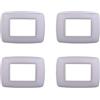 ZOREI 4 Pezzi Placche Compatibile Con Bticino Living, Placche Plastica Bombata (3 Posti/Moduli,Bianco Completo)