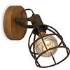 BRILONER - Lampada da parete retro in metallo e legno, applique vintage, attacco E27, max. 25 Watt, paralume regolabile, design industriale