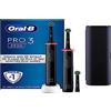 Oral-B Pro 3 3900N Spazzolini da denti elettrici (confezione da 2) con manico ricaricabile e 2 testine di ricambio, progettato da Braun, Regali Orginali - Nero e Bianco