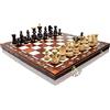 Master of Chess Scacchiera in Legno "Ambasciatore DE LUX" 54cm - Fatto a Mano Grandi Scacchiera Portatile - Set di Scacchi Pieghevoli per Bambini e Adulti