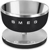 Smeg, Bilancia da Cucina Digitale KSC01BLMWW, Ciotola in Acciao Inox Removibile, Quattro Unità di Misura g/ml e lb.oz/fl.oz, con Funzione Tara, Portata Massima 5kg, Nero