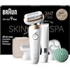 Braun Silk-épil 9 Flex SkinSpa Epilatore Elettrico Donna Con Testina Flessibile A 360° Per Una Epilazione Semplice, Wet & Dry, Pelle Liscia A Lungo, Idea Regalo, 9-481 3D Bianco/Oro