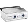 Royal Catering Griglia Fry Top A Gas Piastra per Grigliare RC-GGF750 (Liscia, 2 x 3100 W, 20 mbar, Acciaio, 74,5 x 40 cm)