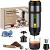 ICARE Macchina Caffè Espresso, Macchina Caffe Portatile 3-in-1, 20BAR Pressione, 92°C Estrazione, Batteria 7500mAh, Ricarica USB/Auto, Caffettiera Portatile per Capsule e Caffè Macinato (Nero)
