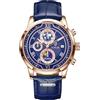 LIGE Orologio Da Uomo Cronografo Al Quarzo Con Data Fasi Lunari Design Blu Cinturino In Pelle Orologio Impermeabile Quotidiano - Orologi Eleganti Per Il Business E La Vita Quotidiana,Oro Blu