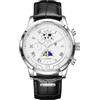 LIGE Orologio Da Uomo Cronografo Al Quarzo Con Data Fasi Lunari Design Nero Cinturino In Pelle Orologio Impermeabile Quotidiano - Orologi Eleganti Per Il Business E La Vita Quotidiana,Argento Bianco