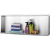 euroharry Nicchia da parete in argento, 90 x 30 x 10 cm, in acciaio inox 304, per il bagno, non necessita di piastrelle, doccia a incasso