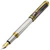 Xezo Penna stilografica Maestro, pennino fine. Argento massiccio 925 e madreperla nera tahitiana con placcatura in oro 18 carati. Artigianale, edizione limitata, numerata.