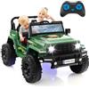 COSTWAY 24V Auto per Bambini con Telecomando, Macchina Elettrica con 2 Posti musica Bluetooth luci, 2 Velocità Regolabile, Regalo per Bambini 3-8 Anni (Verde)