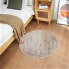 Ghouse Faux Tappetto di Pelle di Pecora Tappeto a Pelo Corto Lavabile Fluffy Uni Effetto Pelliccia Antiscivolo Facile da Pulire, Dimensione: Tondo 90 cm, Colore: Beige