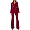 Generico Tailleur Donna da Lavoro Eleganti Tailleur da Ufficio in Due Pezzi Elasticizzate Suit Blazer Manica Lunga con Bottoni Aperto Davanti Colletto Pantaloni Set Oversize Business Per Business E Matrimoni
