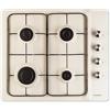 PremierTech Piano Cottura a Gas, 4 fuochi, 60cm, Smaltato Crema, da Incasso 56x48cm, Acciaio Inox, predisposto Metano e kit ugelli GPL inclusi, P460CR