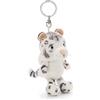 NICI 62400 Eleni Snowbell Portachiavi a forma di leopardo delle nevi, compagno fedele in peluche per lo zaino o la borsa di grandi e piccini, 10 cm, bianco