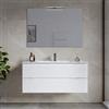 DEGHI Mobile bagno sospeso 100 cm 2 cassetti bianco opaco cannettato con lavabo e specchio - Nosybe
