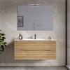 DEGHI Mobile bagno sospeso 100 cm 2 cassetti rovere acero cannettato con lavabo e specchio - Nosybe