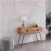 DEGHI Consolle 118x80h cm in legno di acacia con 4 cassetti e gambe in metallo nero - Mareta