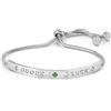 Nomination Bracciale Donna - Collezione Messaggiamo, Acciaio e Zirconi, Scritta Good luck, Quadrifoglio in Smalto Verde, Lunghezza Regolabile 14-20 cm, Chiusura Scorrevole, Idea Regalo Portafortuna
