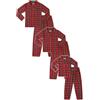 ThePyjamaFactory Pigiama lungo in puro cotone con motivo scozzese rosso, Rosso, S