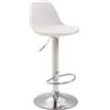 CLP Sgabello Design Kiel in Polipropilene E Similpelle I Sgabello Bar Cucina Imbottito Girevole E Regolabile, Colore:Bianco, Colore del Telaio:Cromo