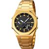 Yuxier Orologi da uomo con cinturino in acciaio inox, orologi da uomo d'affari per uomo, analogico, movimento al quarzo, cronografo, regalo elegante, Oro e nero.