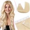 MY-LADY Extension Capelli Veri Biadesivo 20pz 30 cm 30g Biondo Extension Biadesive Capelli Veri Umani Lisci 100% Remy Tape In Hair Extensions Invisibile #613