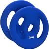 SPORTNOW Set di 2 piastre ponderali, 2 x 3 kg, dischi per bilanciere, per barre Ø 2,5 cm, con maniglie di facile presa, per casa, palestra, sollevamento pesi, metallo, blu
