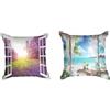 Ulticool - Federa per cuscino - See-Through Spiaggia Mare Fiori Lavanda Naturale - Set di 2 motivi - 45 x 45 cm - Cuscino decorativo senza imbottitura - Cuscino per Divano/Letto - Blu Bianco Viola