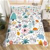 Homemissing Set di biancheria da letto con coniglietto con fungo e coniglietto, copripiumino per bambini con foglie e fiori botanici, copriletto, leggero, per letto matrimoniale